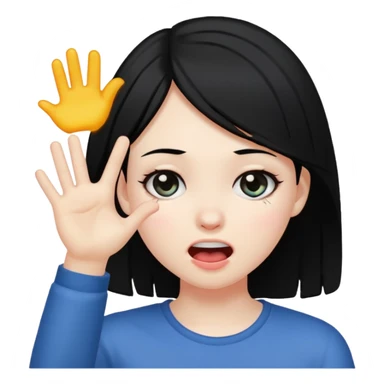 black hair girl throwing up  sticker