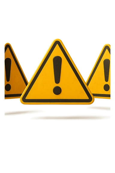 SEGNALI DI PERICOLO CON PUNTO ESCLAMATIVO 3D FLUTTUANO IN ARIA, IPERREALISTICI 4K sticker