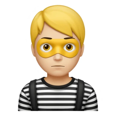 Make a robber emoji with yellow skin and white and black shirt with no mask sticker