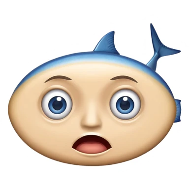 i want a set for 4 emotes about a blue sardine with different expressions: happy, angry, surprised, scared sticker