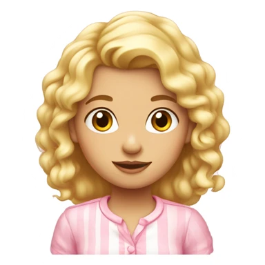 Niña blanca con pelo rizado rubia linda con camisa rosada sticker