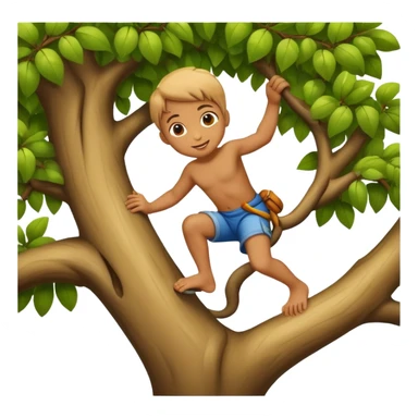 child climbing a tree, fun and friendly sticker