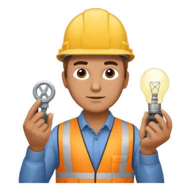 Am man Electricity power employer at work with a light sticker