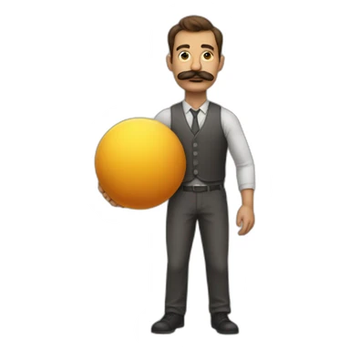 Man with mustache strenuously carrying heavy balls sticker