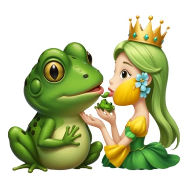 a half frog half princess kissing a frog sticker