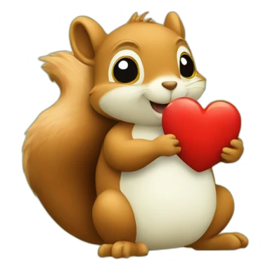 A squirrel with a turtle hugging a red heart  sticker