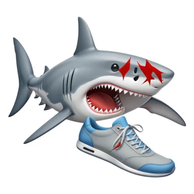 a shark with shoes sticker
