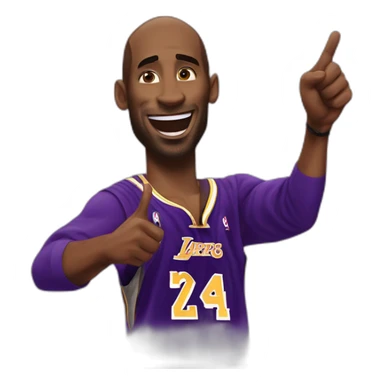 Kobe Bryant points his finger up in warning looking in camera sticker