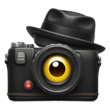 camera with simley hat sticker