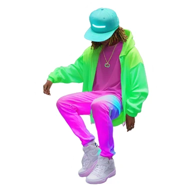 Multicoloured neon Vaporwave person hoodie dancing hip hop bucket hat tropical Skater fashion aesthetic baggy clothes graphic t shirt 420 sticker