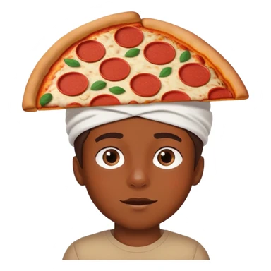 boy with a pizza on his heaf sticker