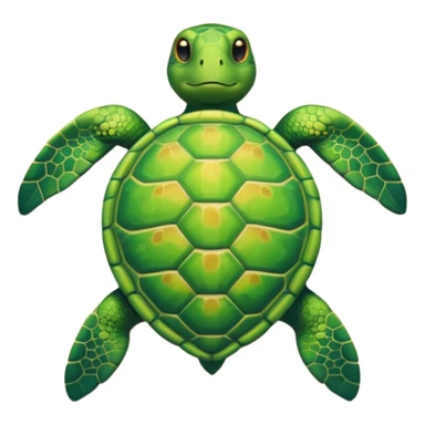 turtle on sandy beach, top-down view, apple emoji style, unique variation sticker