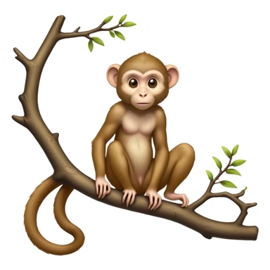 cinematic-Macaques-realistic-full-body-sitting-emoji,-slim-agile-frame-poised-on-a-branch,-long-tail-curled-slightly,-head-tilted-dramatically,-bright-playful-eyes-exuding-mischief,-simplified-yet-realistic-focused-features,-highly-detailed,-glowing-with-an-almost-sarcastic-glow sticker