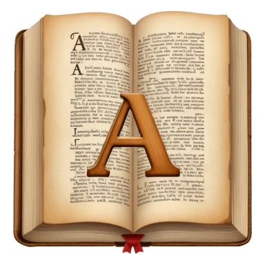 English dictionary book with letter A visible sticker