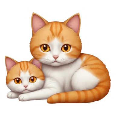 full body sad tiny short hair ginger and white cat with orange eyes lying down sticker