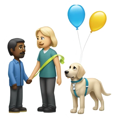 Blind person with guide dog but the guide dog is a balloon animal  sticker