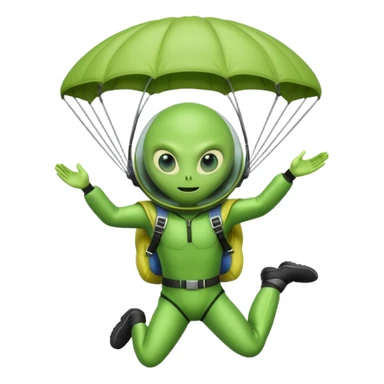 Skydiving alien with parachute and UFO sticker
