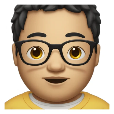 A fat kid with very short black hair and glasses and a bed in the background sticker