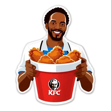 african american man holding kfc sticker