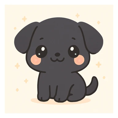 black dog, kawaii style, chibi proportions, blushing cheeks sticker
