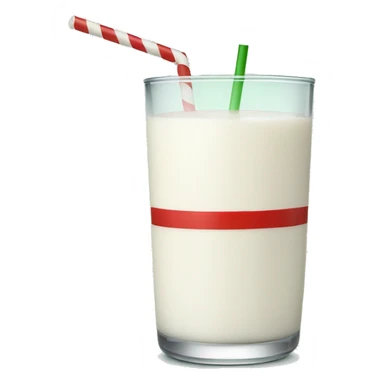 Glass of milk with green and red striped straw sticker