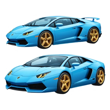 Make a sports car emoji lambo blue a light blue combo for the color sticker