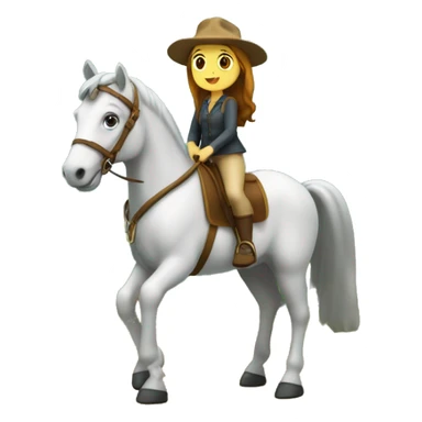 Uma rapariga loira a saltar com um cavalo na floresta  sticker