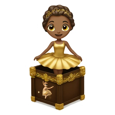  brown ballerina in a gold music box sticker