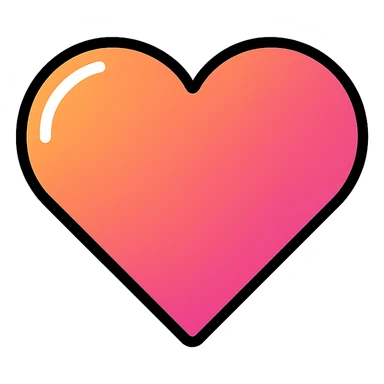 gradient heart icon, modern icon style, clean lines, glassy effect, no text sticker