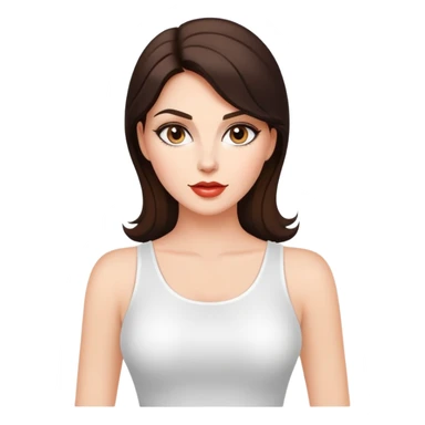 Rich sassy glam brunette woman, super beautiful. Tight white top sticker