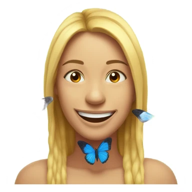 Butterflies on smiling emoji sticker