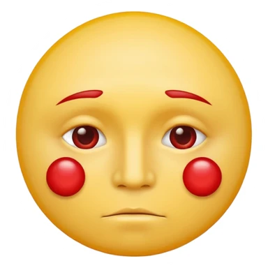 A circular yellow face with many close together red face herpes sores sticker