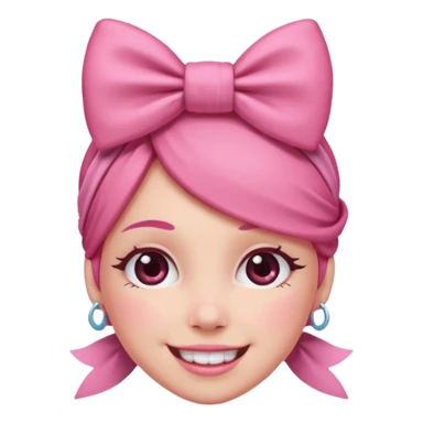 Blushing emoji with bow on head sticker