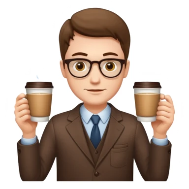 a white man with two glasses of coffee sticker