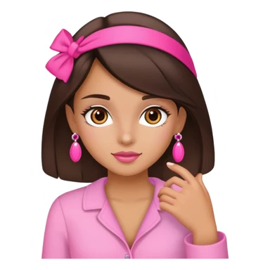 chica morena con cosas rosas sticker