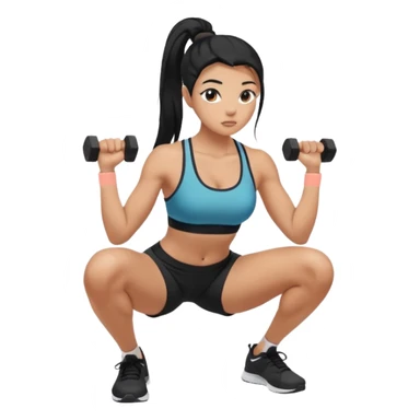Women with long black ponytail doing a squat sticker