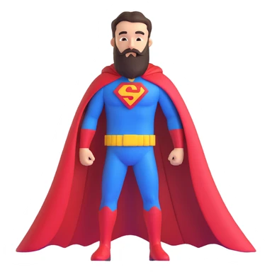 superhero with long beard, cape, superhero costume sticker