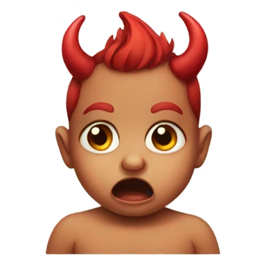 Crying, baby that has devil horns sticker