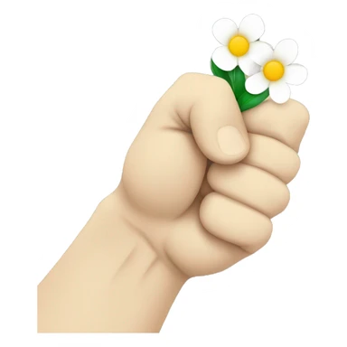 white raised fist with flower in fist emoji sticker