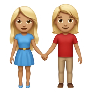 Light brown skin female emoji holding hands with a long blonde haired male emoji sticker