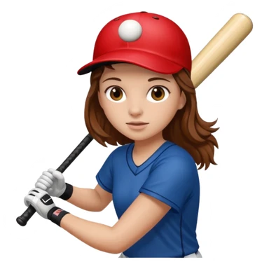 Girl with brown hair, playing softball sticker