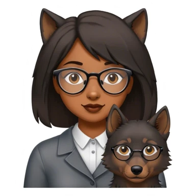 Brown girl with glasses and shoulder length black wolf cut  sticker
