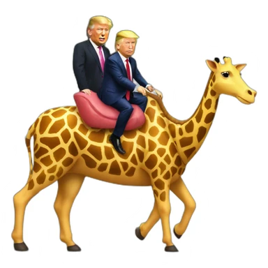 Putin and Trump riding a huge giraffe pig sticker