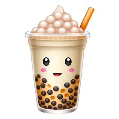 cute boba tea cup with tapioca pearls sticker
