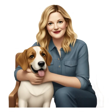 Drew Barrymore With Her Dog Douglas  sticker