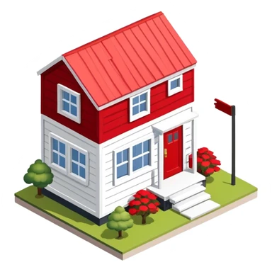 Red and white tiny house, isometric  sticker