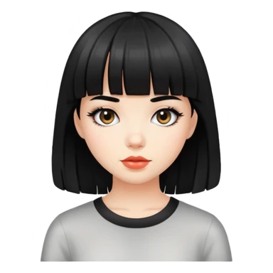 cute girl with black bangs hairstyle sticker