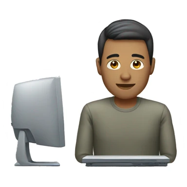 create a man with short hair, with computer. sticker