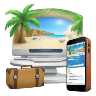 computer with a travel agency website in the screen sticker