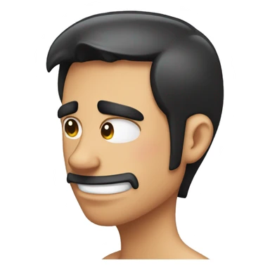 Blushing man with black hair scratching his head sticker